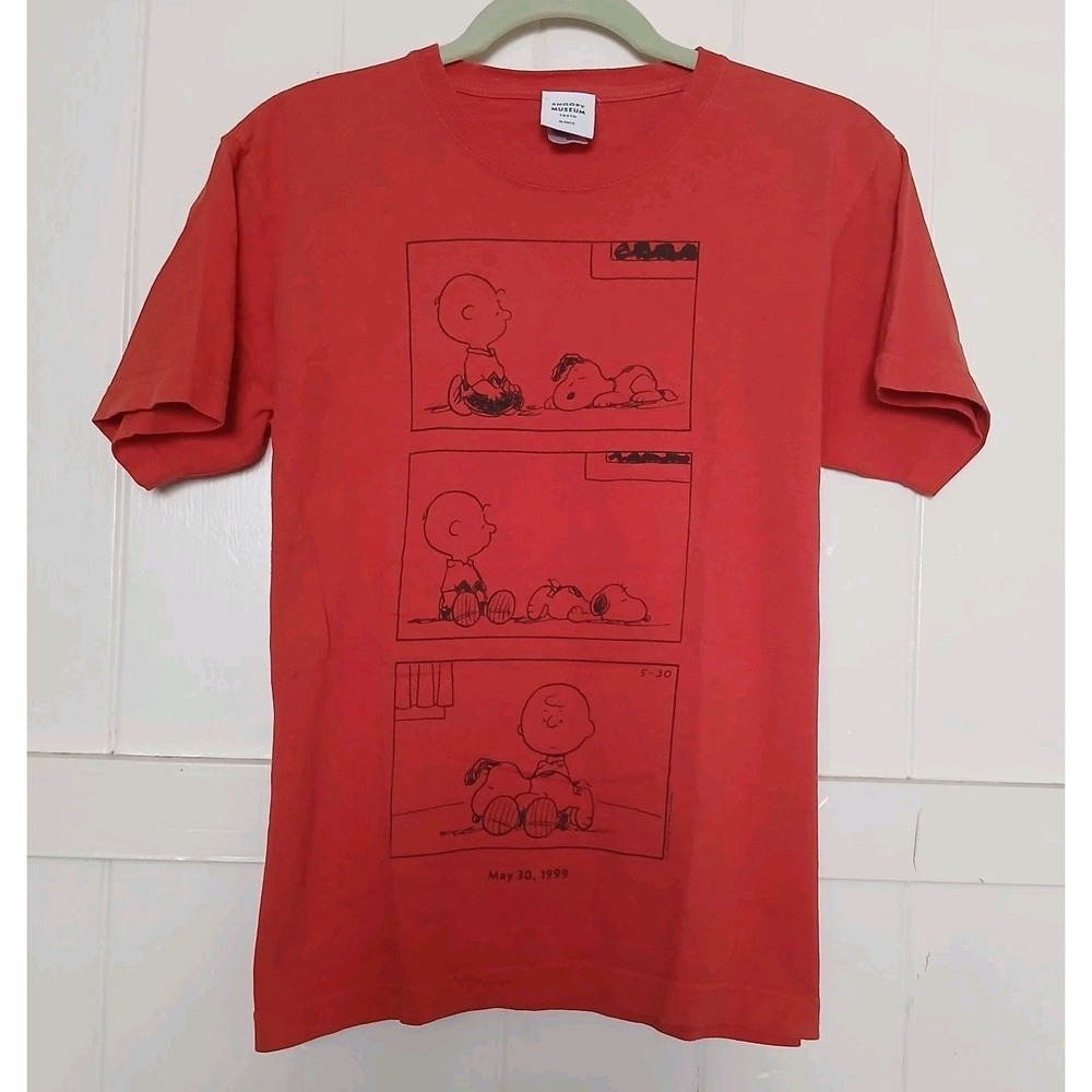 Snoopy Museum Tokyo T-Shirt Friendship in‎ Peanuts Men's Medium Orange Cotton SS
